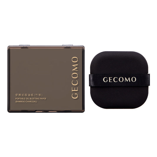 GECOMO portable oil-absorbing paper for oily skin, no makeup removal, comes with a powder puff and mirror for makeup touch-up, fits well and lasts for a long time