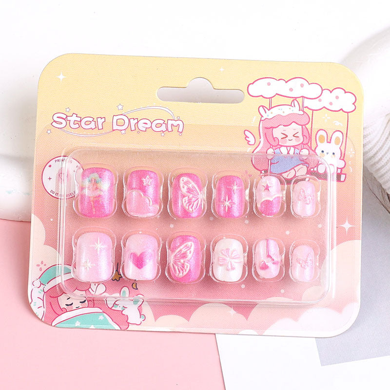 Children's cartoon nail stickers baby toy nail pieces finger wear nails new cute princess self-adhesive nail stickers