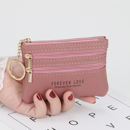 New genuine leather texture coin purse women's short small wallet multifunctional driver's license card holder soft leather key bag zipper bag 