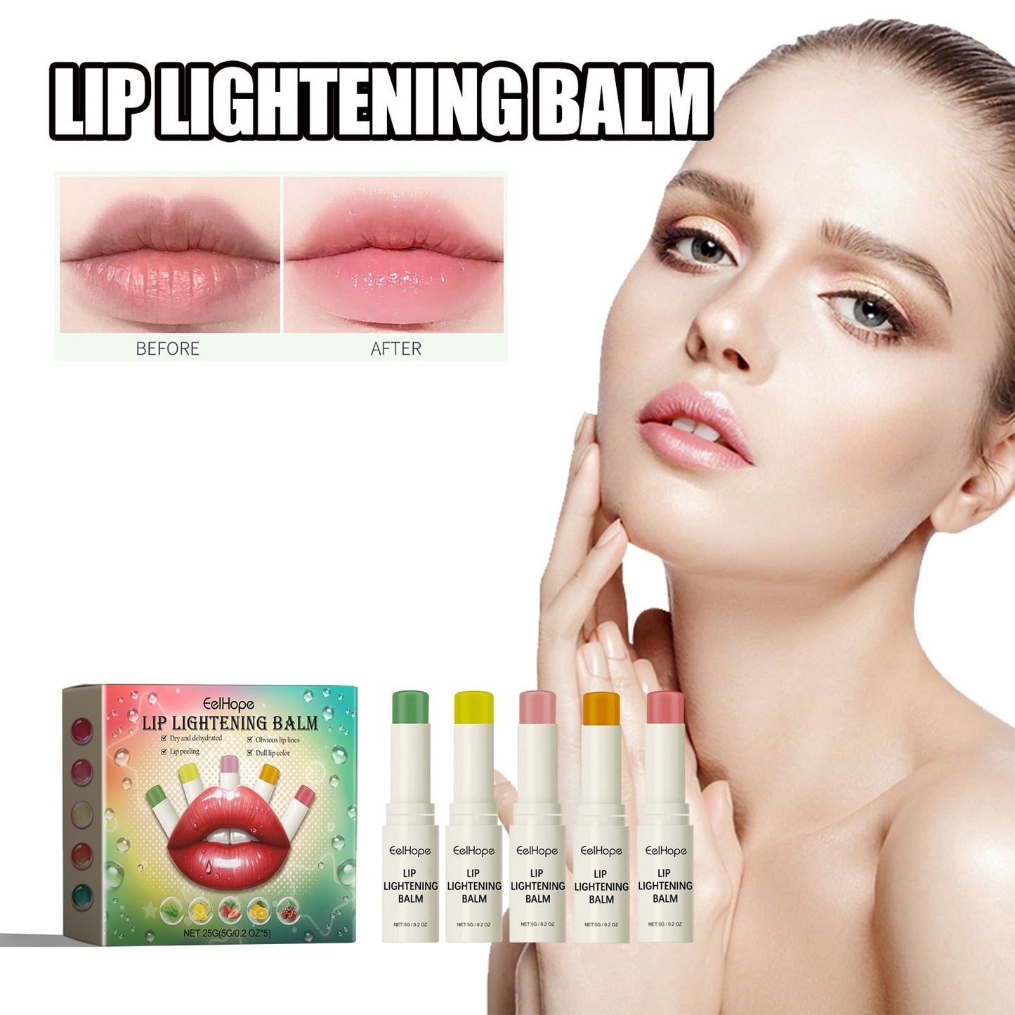 EelHope moisturizing lip balm moisturizes and replenishes water to reduce lip lines, prevents chapped lips, removes dead skin and moisturizes lip care 