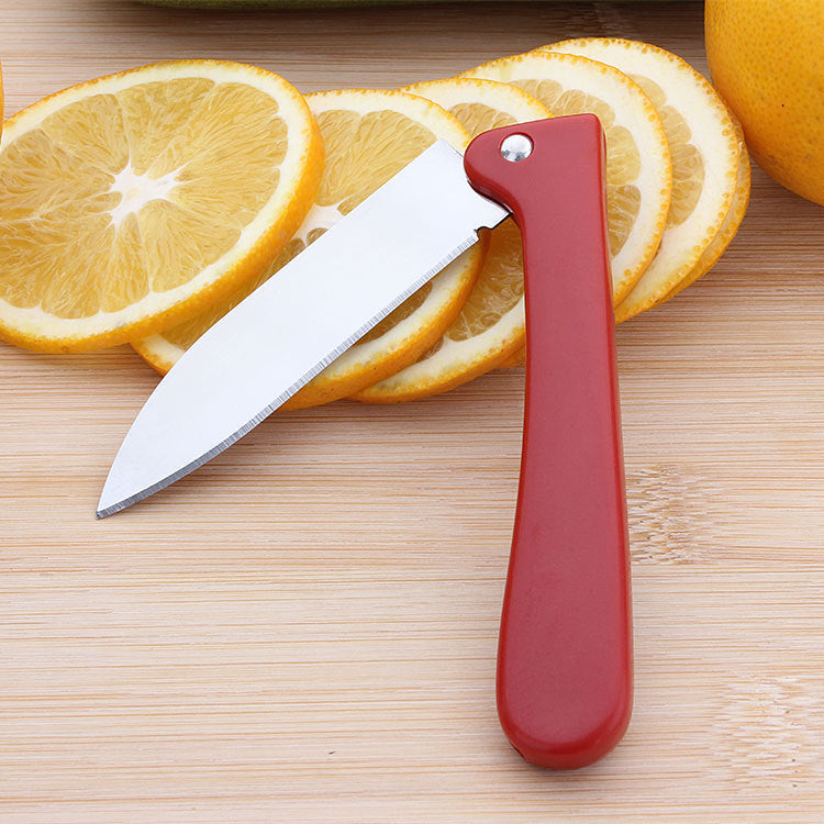 Wholesale one dollar store department store folding fruit knife Yangjiang stainless steel folding knife red promotional gift knife