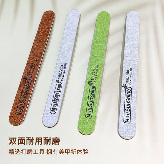 High-grade wood chip nail file gray and white two-sided polishing strip 180/240 thickened wood chip rubbing nailsunshine