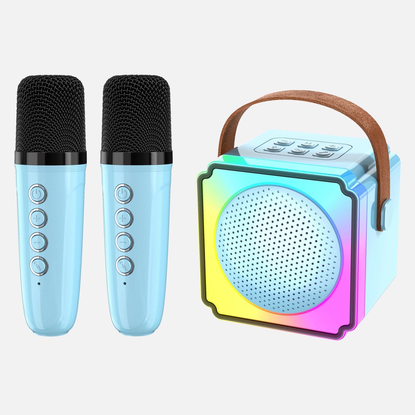 P8 microphone and audio integrated microphone colorful dual microphone children's toys Bluetooth speaker karaoke integrated audio