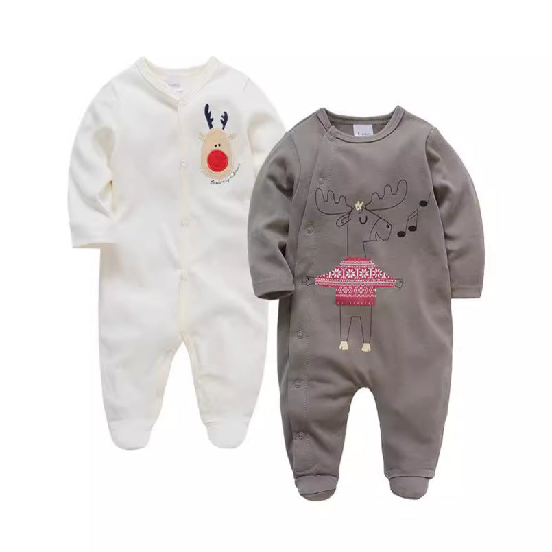 Manufacturers long sleeve baby clothes 2 pieces spring cotton boy infant jumpsuit foot cover jumpsuit cross-border 