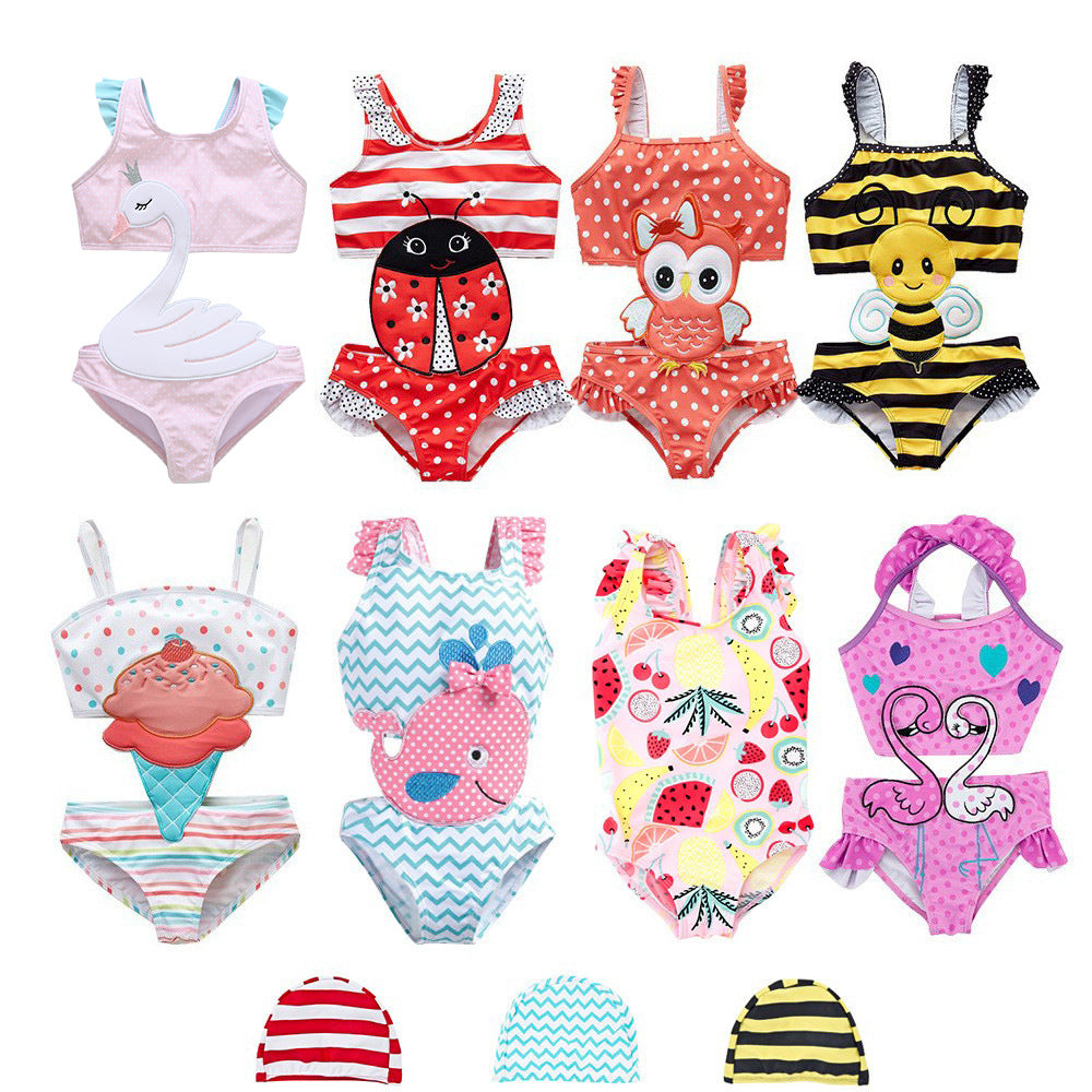 swimming kids children's swimsuit quick-drying small fresh summer cartoon Korean one-piece girl swimsuit manufacturer