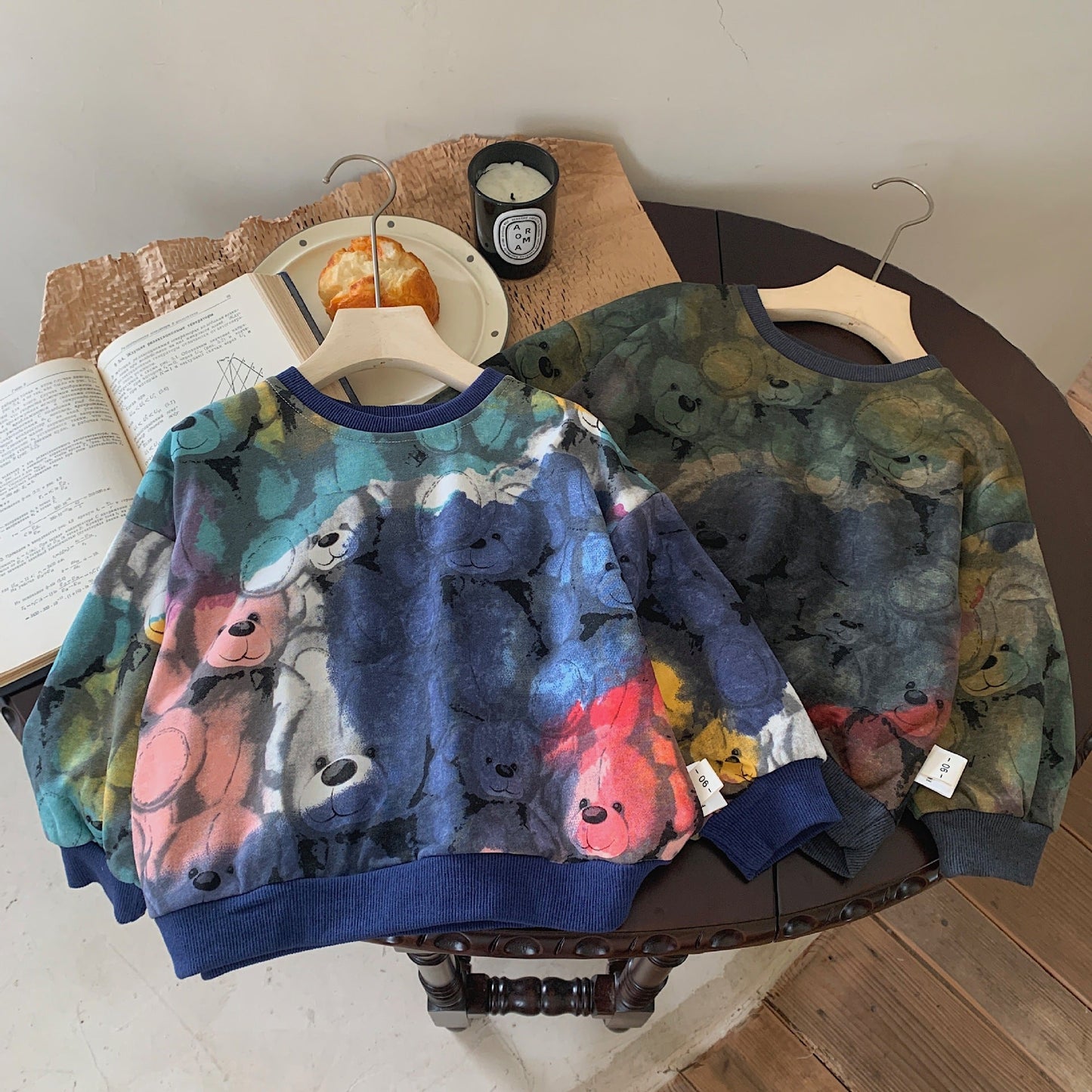 Children's sweatshirt 2024 Bangcheng Spring Korean style full print bear casual top handsome round neck sweatshirt trend F0351