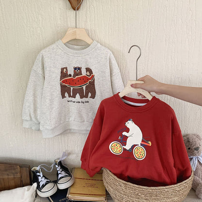 Children's sweatshirt 2024 Bangcheng Spring new Korean style boys and girls cute printed cartoon casual sweatshirt F0290