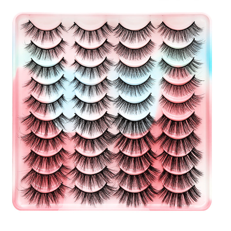 Dingsen false eyelashes factory cross-border stable supply 20 pairs of eyelashes set natural thick one-piece eyelashes