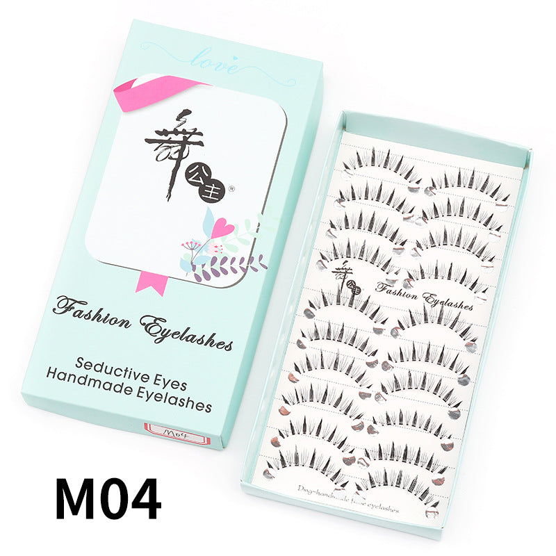 Dancing Princess False Eyelashes Factory Cross-border Supply Sharpened Eyelashes Women 10 Pairs Natural Style One-piece Eyelashes