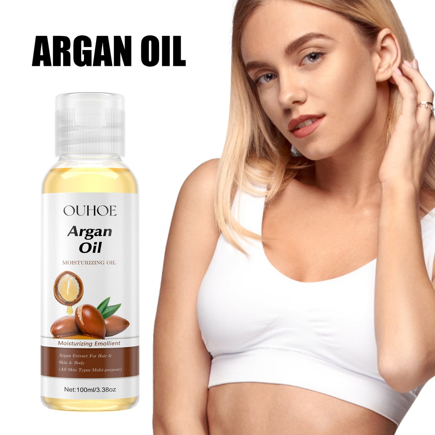 OUHOE Argan Oil ផ្តល់សំណើម បន្តឹងស្បែក ពង្រឹងស្បែក សក់រលោង ថែរក្សាសក់ ប្រេងសំខាន់ៗច្រើនបែប 