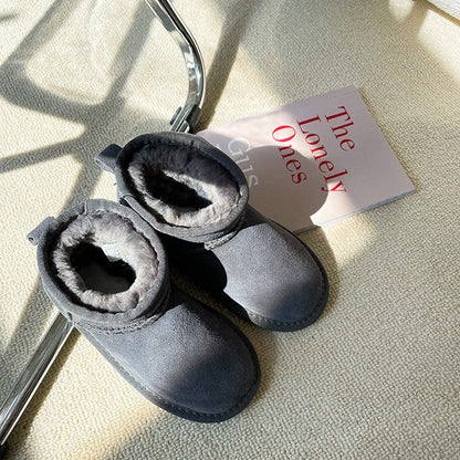 [Clearance Special] Children's winter boots imitation wool one-piece velvet cowhide snow boots baby warm short boots