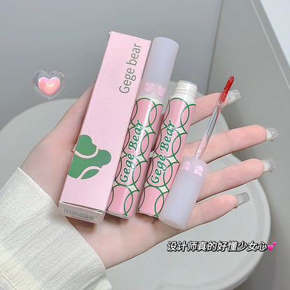 Gege bear clear water mist lip glaze color long-lasting makeup soft matte matte lipstick water light moisturizing non-stick lip gloss