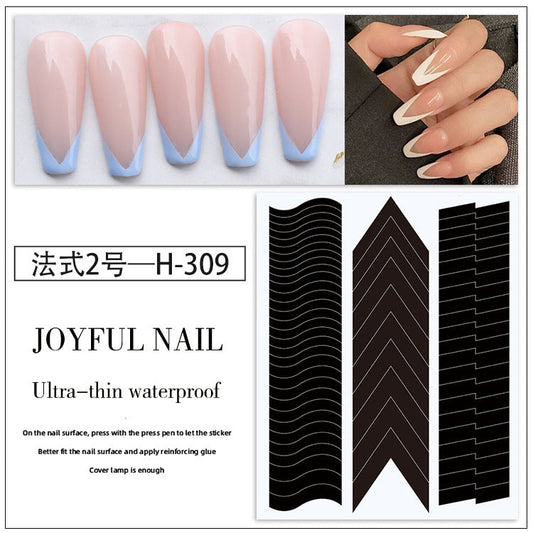 French nail art side auxiliary stickers ins style crescent smile line nail art stickers V-shaped nail polish stickers wholesale