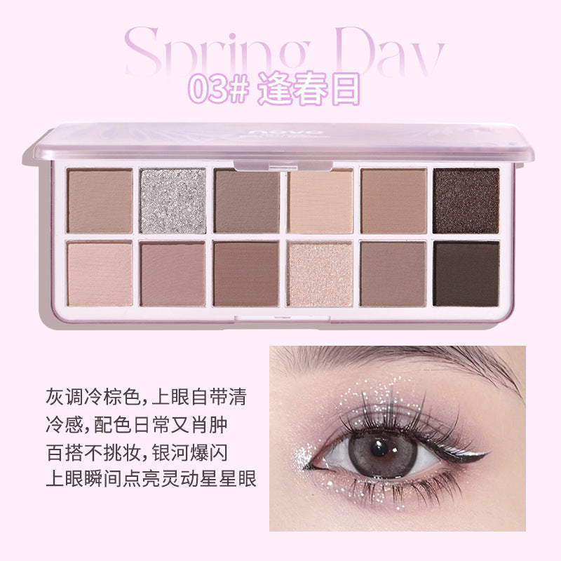 NOVO Zhao Zhao Hoshino 12 Color Eyeshadow Smoky Pure Desire ins Student Party Earth Color Pearlescent តម្លៃខ្ពស់លក់ដុំ 