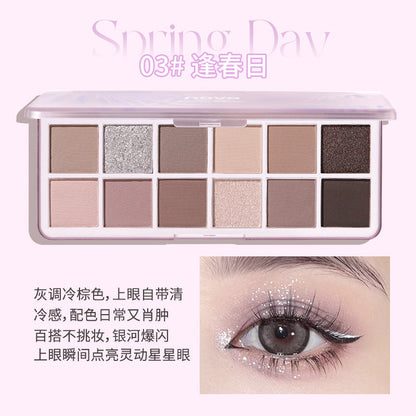 NOVO Zhao Zhao Xingye twelve color eye shadow smoky pure desire ins student party earth color pearl high value wholesale 