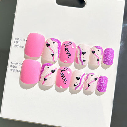 Wearable nail art finished nail pieces adult short bridal style embossed nude 2023 new nail stickers