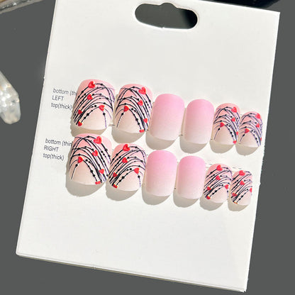 Wearable nail art finished nail pieces adult short bridal style embossed nude 2023 new nail stickers