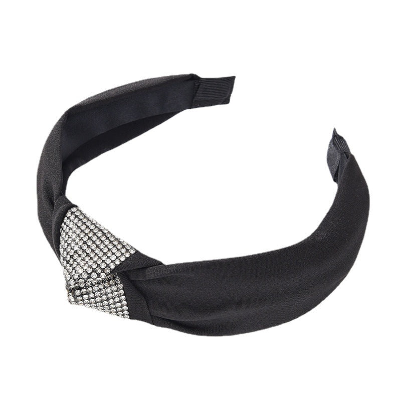 Factory direct sales ebay new European and American popular middle knotted headband headband black hot diamond hair accessories head buckle women