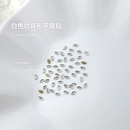 Nail jewelry flat bottom special shaped diamonds large and small mini water drop love square diamonds transparent diamonds white crystal wholesale