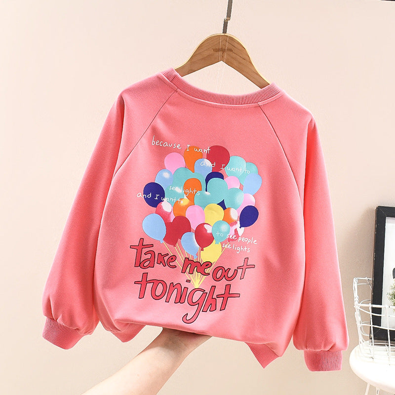 Girls 2024 new tops sweatshirts spring trend middle and large children spring and autumn children's long-sleeved T-shirts girls spring and autumn tops