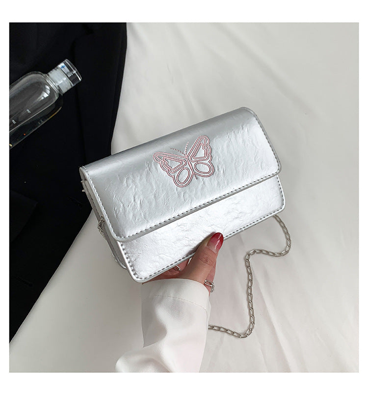 2024 autumn and winter new Korean version of the small Chanel style embroidered butterfly chain small square bag fashionable and stylish shoulder messenger bag for women 