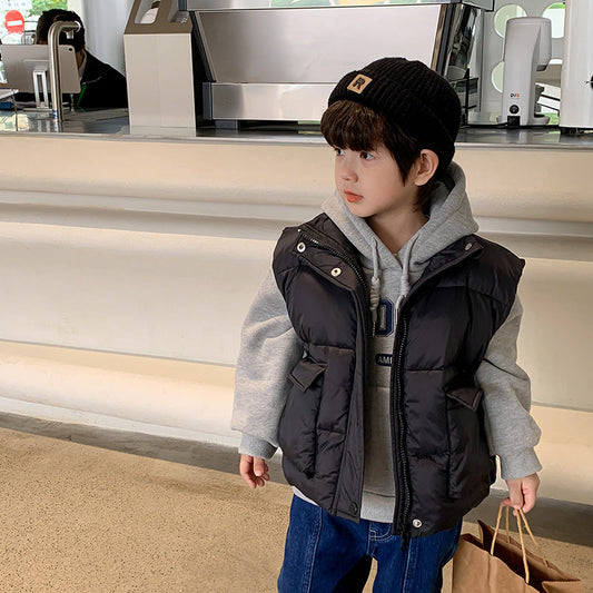 [Clearance Sale] Children's Thickened Padded Sleeveless Jacket Boys and Girls Handsome Cloud Velvet Cotton Warm Vest