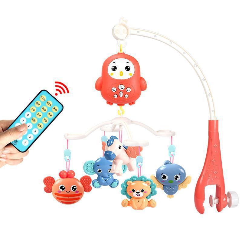 Newborn crib bell multifunctional baby chicken music box remote control crib bell toy gift to coax sleep soothing toy