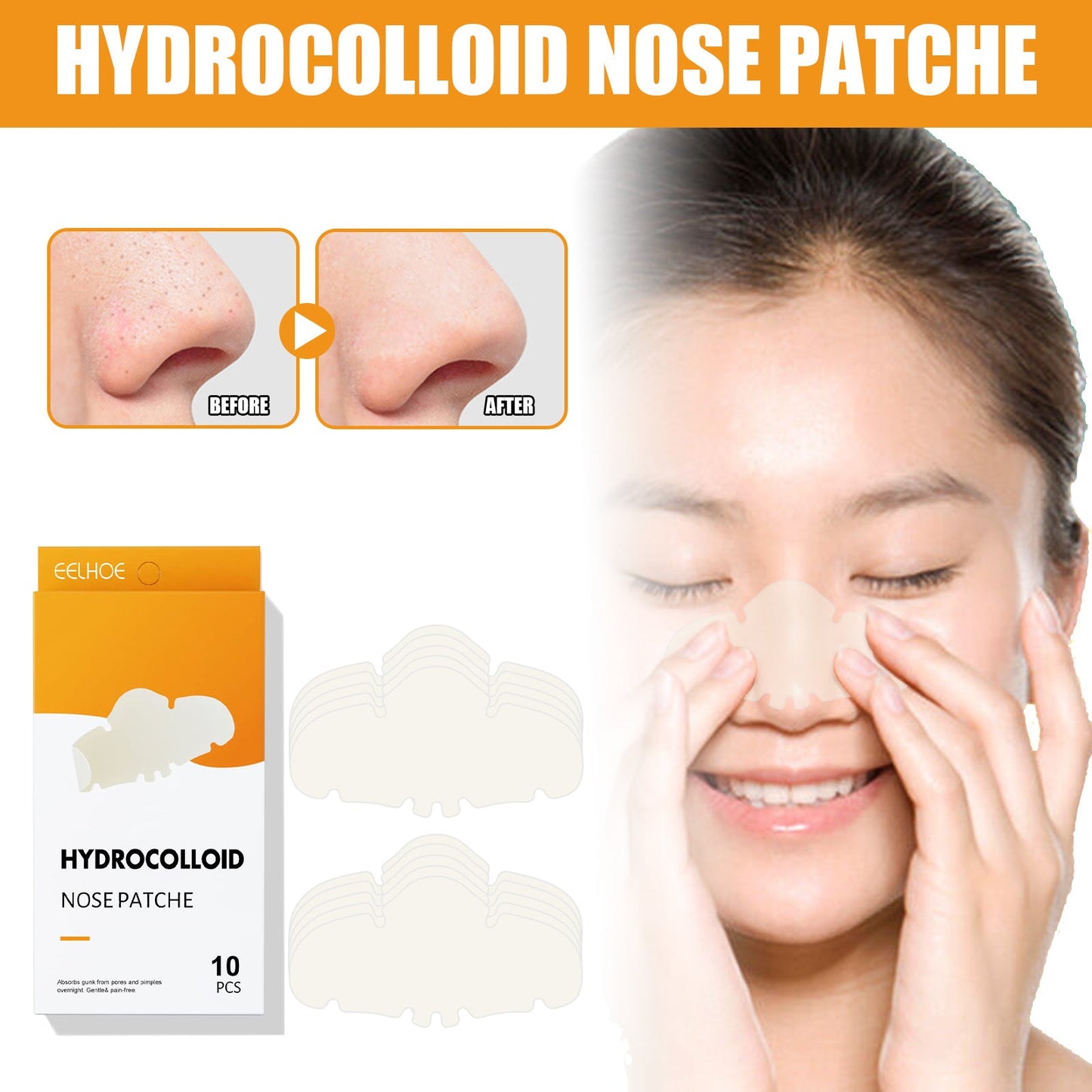 Nose patch cleans pores, peels and cleans blackheads, removes blackheads and acne, mildly controls oil and removes grease 