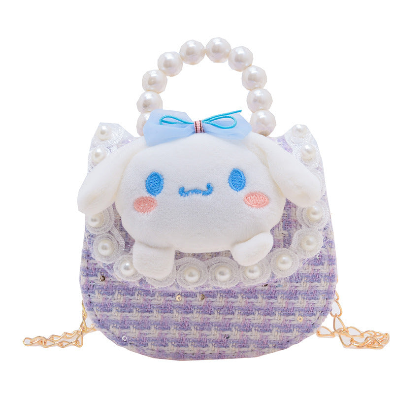 Cute Princess Crossbody Bag Fashion Pearl Handbag Girls Chain Shoulder Bag Cartoon Children Bag Wholesale 