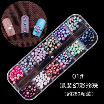 Nail accessories rhinestones flat bottom diamonds hollow rivet nail stickers diamond sequins colored diamonds flat bottom pearl shell pieces Japanese style