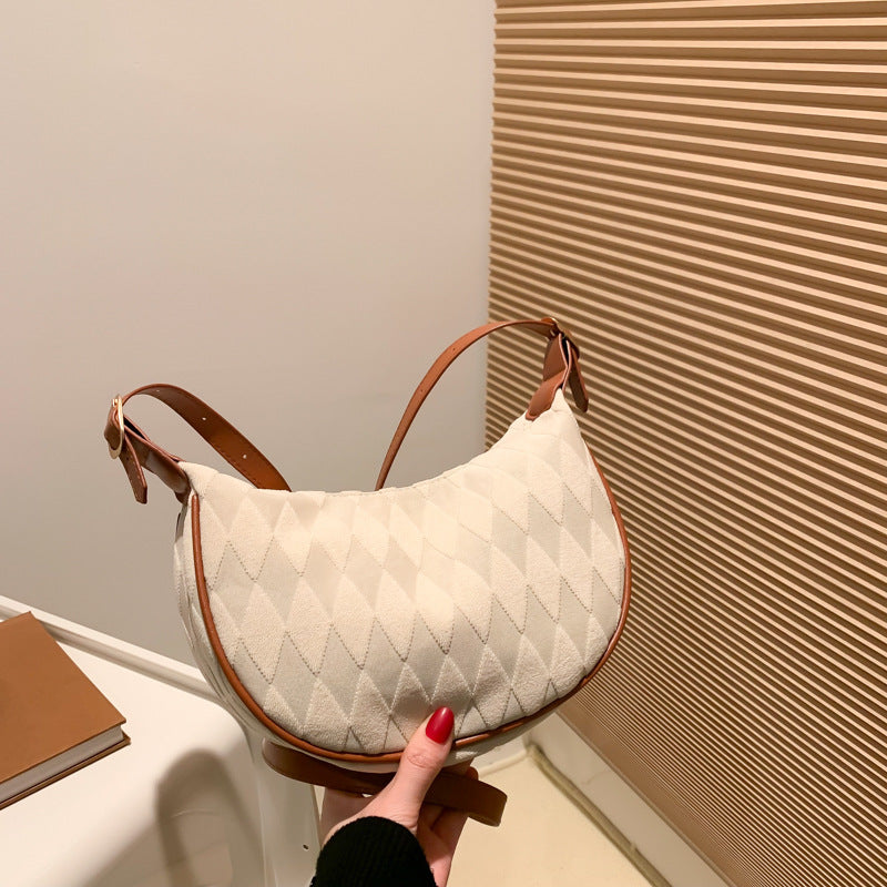 Simple popular commuting retro diamond lattice dumpling bag female 2024 autumn new casual fashion leisure crossbody small bag 