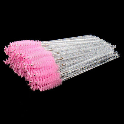 Wholesale disposable grafting eyelash brush portable white rod crystal brush colorful solid nylon head makeup brush