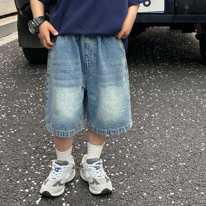 Boys denim shorts children's pants baby loose straight shorts 2024 summer boys new casual pants