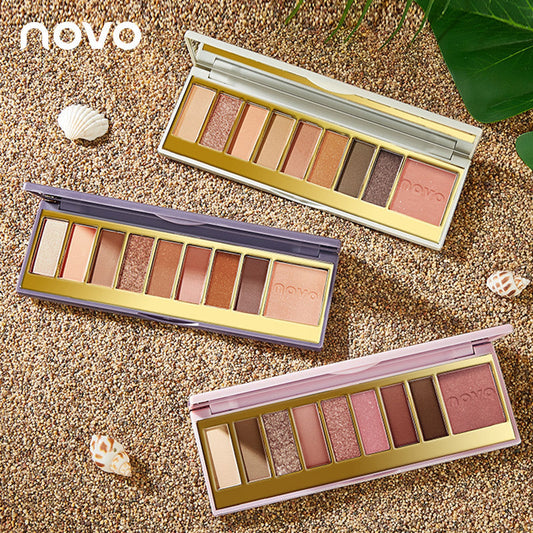 NOVO romantic country nine-color eye shadow palette glitter pearlescent sequins makeup palette delicate earth color eye shadow wholesale