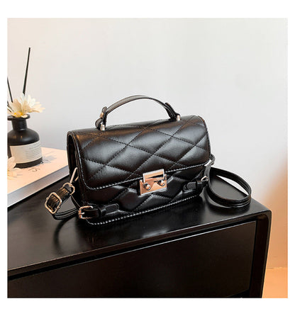 Lock buckle high-quality diamond embroidery handbag fashionable and simple temperament shoulder bag Korean style trendy texture crossbody bag 