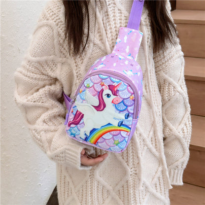 New autumn and winter children's bags fashion contrast color printing crossbody bag female simple versatile change children's chest bag wholesale 