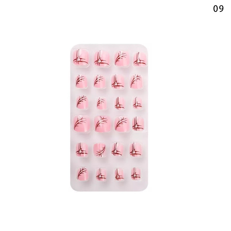 New children's nail tips 24 pieces cute children's nail tips butterfly love back adhesive wearable nail tips patch nail tips