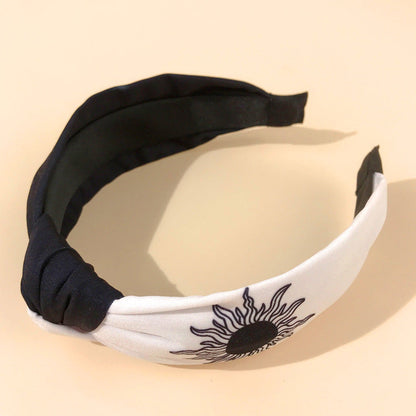 2021wish new style headband female European and American retro ethnic style knotted head buckle sunflower double color headband hair cave