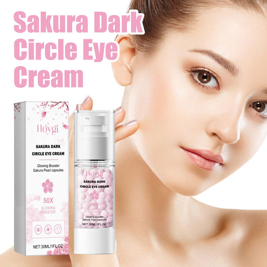 Hoygi Sakura Dark Circle Eye Cream reduces dark circles, eye bags, dullness around the eyes, brightens, moisturizes, and tightens 