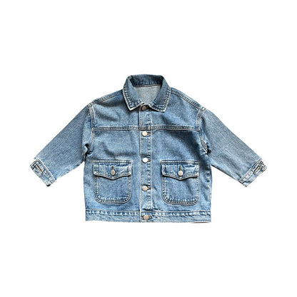 Korean children's clothing 2023 autumn new boys and girls denim jackets for small and medium-sized children's children's fashionable denim jackets tops