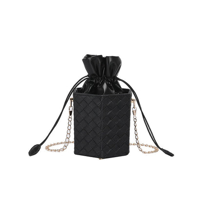 Drawstring rhombus bag women's western-style niche box bag 2024 new Korean version chain candy bag shoulder messenger bag 