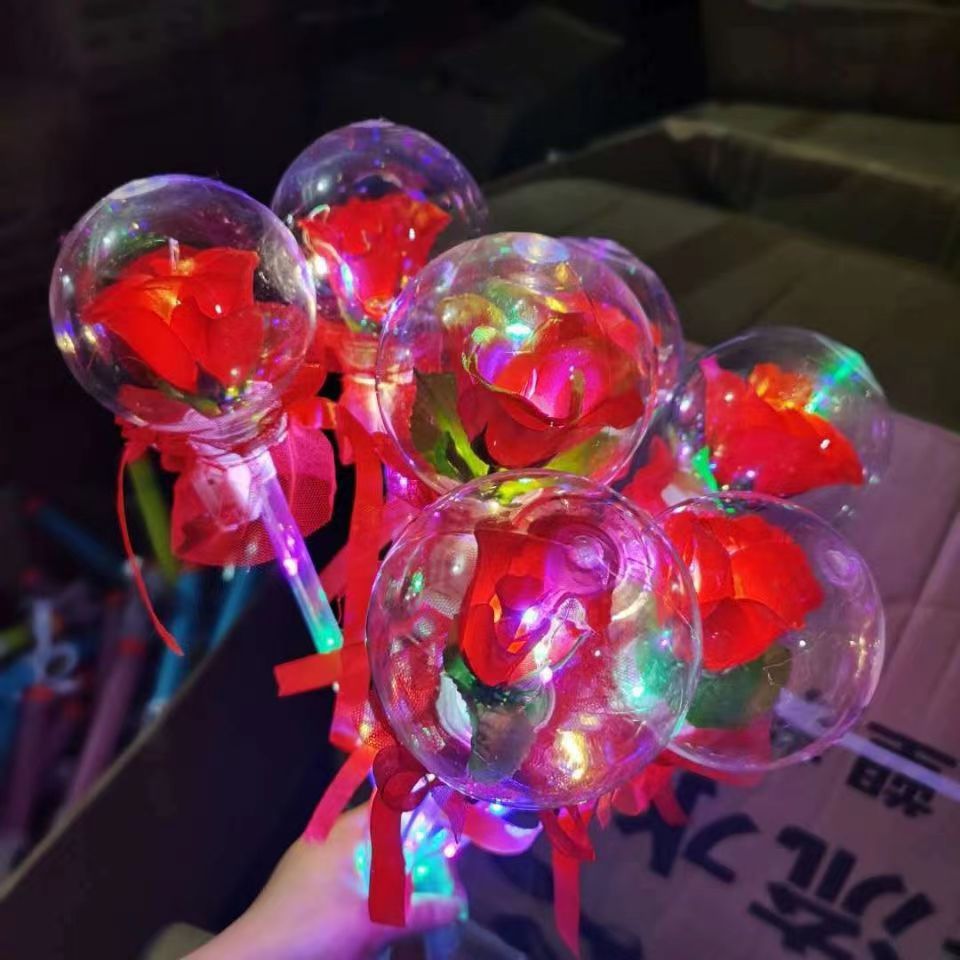 Glitter Rose Flower Ball Douyin Fairy Stick ប្រដាប់ប្រដាក្មេងលេងភ្លឺចាំងថ្ងៃបុណ្យនៃក្តីស្រលាញ់ បាល់ផ្កាយ