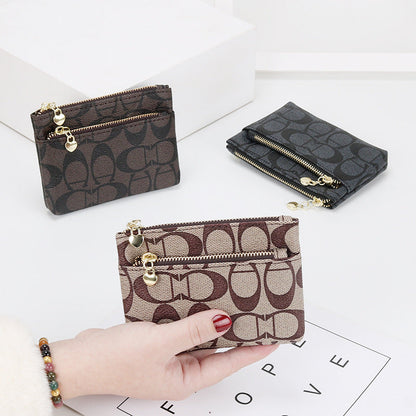 European and American 2024 new zipper coin purse women's handbag mini card holder short small wallet key bag coin bag 