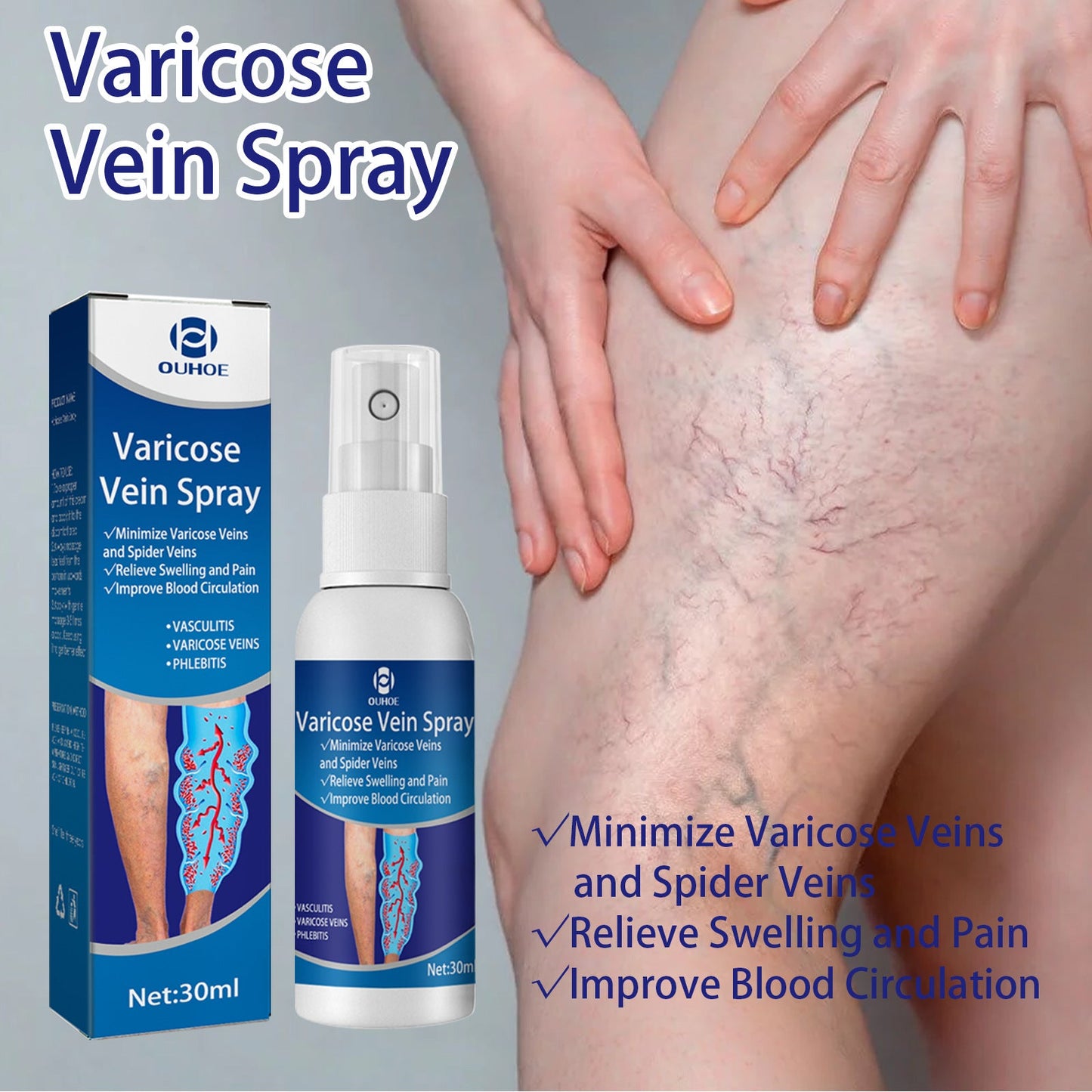 OUHOE vein spray relieves vein care varicose vein bulge pain vein massage care spray 