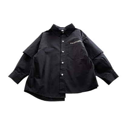 Children's autumn shirts boys' shirts spring and autumn styles 2024 autumn new styles for middle and large children handsome and stylish thin jackets