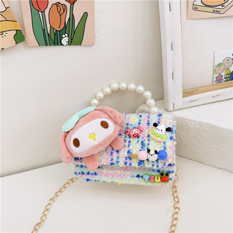 Fashion pearl handbags for women versatile chain messenger bags simple small Chanel style shoulder bags children's small square bags wholesale