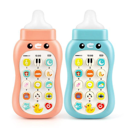 Cross-border children's educational mobile phone can chew milk bottle mobile phone simulation baby bilingual early education music phone story machine