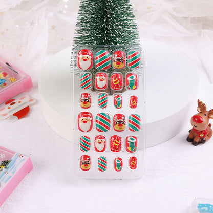 Children's nail stickers baby toddler boys and girls cartoon princess nail stickers jelly glue Christmas wear nails 