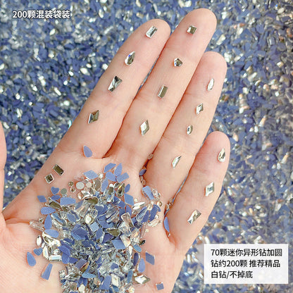 Nail art accessories wholesale mini small crystal white diamond washable grid hot base special-shaped silver diamond nails super flash