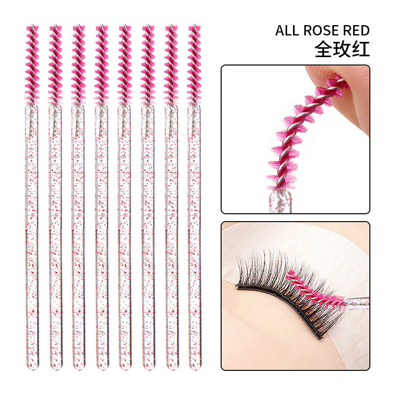 Wholesale disposable grafting eyelash brush crystal glitter rod eyebrow brush straight bright rod eyelash comb 50/pack opp bag